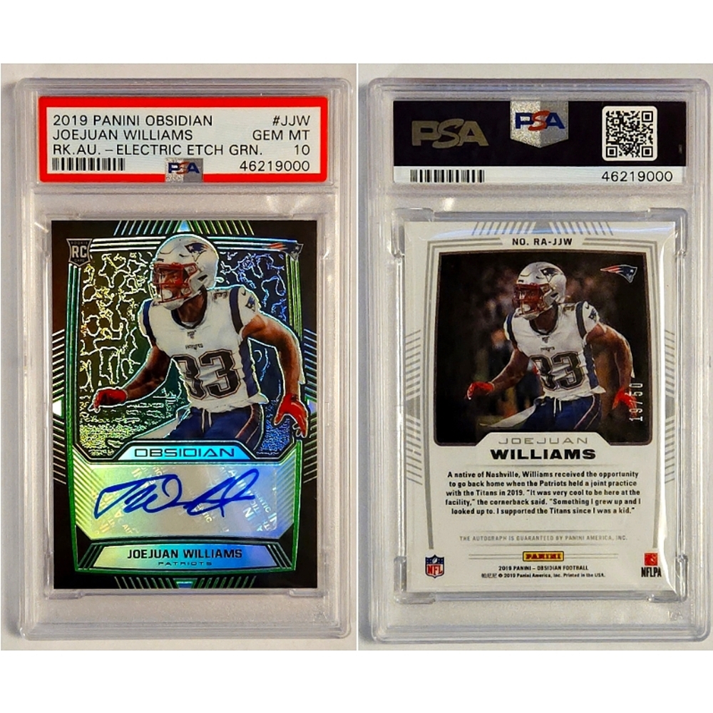 2019 Obsidian Rookie Autos Electric Etch Green /50 Joejuan Williams PSA 10 POP 1